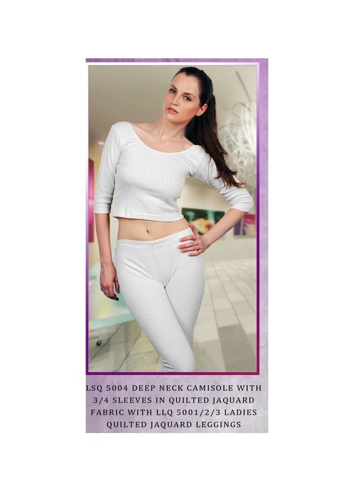 3/4 स्लीव्स के साथ व्हाइट डीप नेक कैमिसोल - विंटरवियर