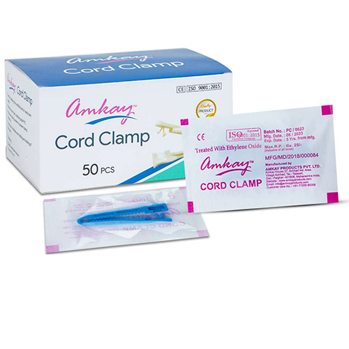 Disposable Cord Clamp - Non-Toxic Polypropylene Material, Easy to Use, Sterilized, Individually Packed in Blue