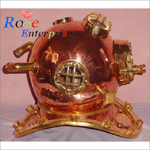 शिनी फिनिश कॉपर एंटीक होम डेकोर डाइविंग हेलमेट 18 इंच
