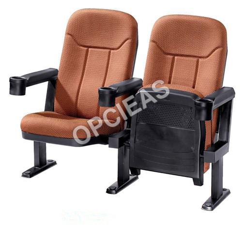 Auditorium Cinema Seating - Powder-Coated Metal Frame, 600mm Width, Multiple Fabric/Leatherette Colors | Tip-Up/Push-Back Mechanism, PU Foam Cushioning, Fire Retardant, Customizable Armrests