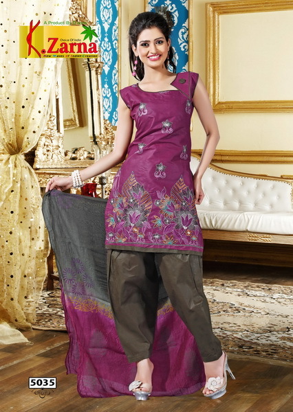 Magenta And Brown Ladies Cotton Salwars Suit