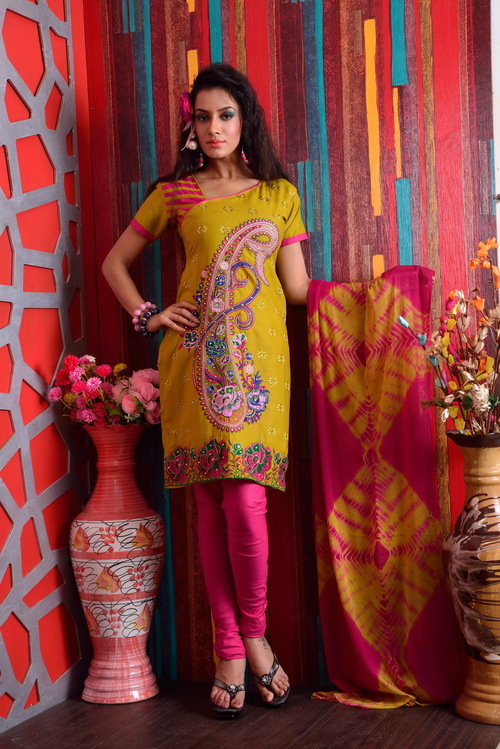 Yellow And Pink Girls Women Wear