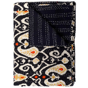 प्रिंटेड इंडियन कॉटन साड़ी इकत कांठा रजाई