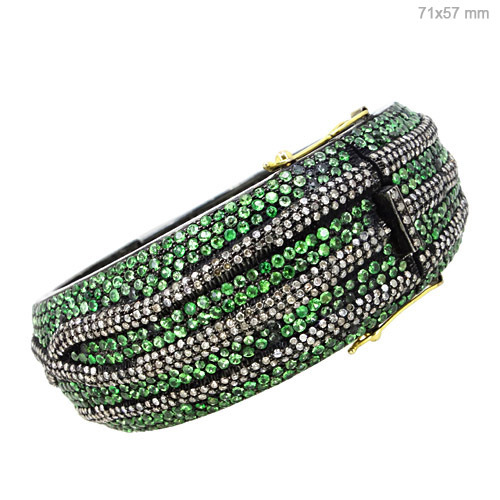 Tsavorite Diamond Gold Bangle