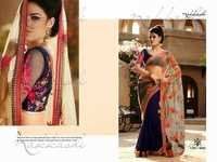 Blue Nakkashi Designer Printed Sarees