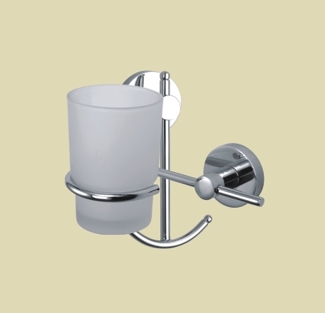 Brush Holder - Brass, Oval Shape, Chrome Finish | Durable, Easy to Mount, Smooth Body