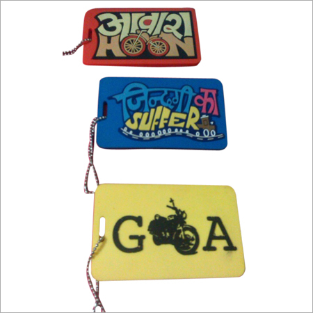 Bag Tag - Plastic, Standard Luggage Tag Size , Red Blue Yellow Color with Custom Printed Designs, Durable Lightweight & Waterproof