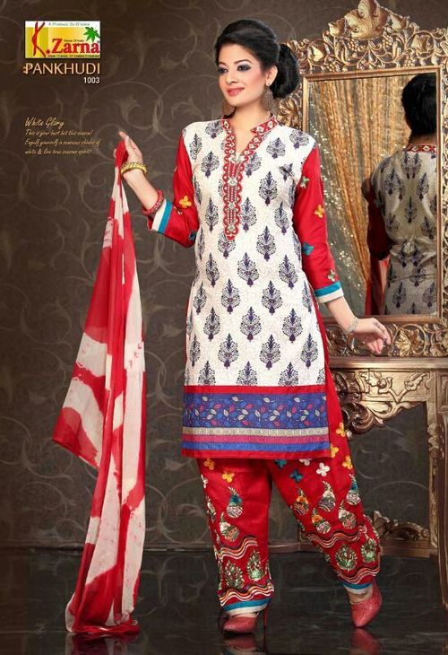 Red And White Ladies Fancy Suits