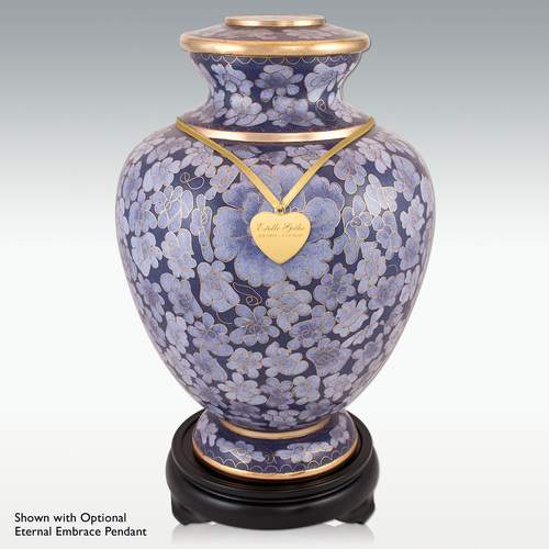 बैंगनी फूल क्लोइज़न श्मशान कलश