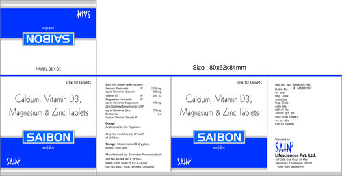 Calcium Carbonate +Vitamins D3+ zinc + magnesium Tablet