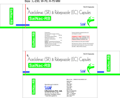 Aceclofenac 200 mg SR  + Rabeprazole 20 mg(EC) Caps.