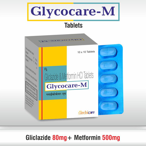 GlycoCare-M Tablets - Glyclazide 80mg + Metformin 500mg | Optimized for Glycaemic Control, Vascular Protection, Suitable for All Ages