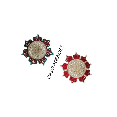 Smart Jute Coaster - Jute, 4 Inch Diameter, Red, Floral Pattern, Round Shape, 0.5 cm Thick, 50 grams | Attractive Pattern, Stain Resistant, Eco-Friendly, Durable Material, Smooth Finishing, Easy to Clean, Versatile Design