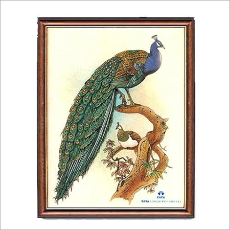 ब्राउन पीकॉक जेम स्टोन पेंटिंग