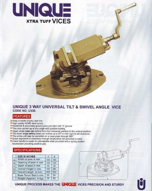 यूनीक टिल्ट स्विवेल एंगल वाइस