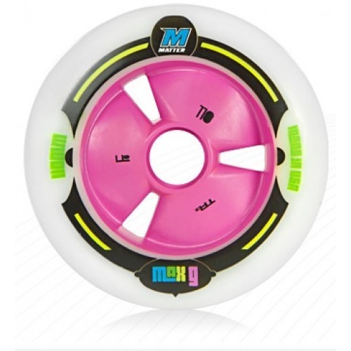 Matter Max G Inline Skate Wheels - Plastic, 54-59 Mm Size, White Color | Anti-scratch, Excellent Durability, Heavy Load Capacity