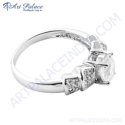 पार्टी वियर शाइनिंग सिल्वर राउंड रिंग