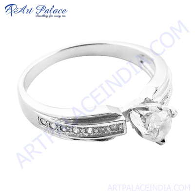 लास्ट सिल्वर जेमस्टोन राउंड रिंग