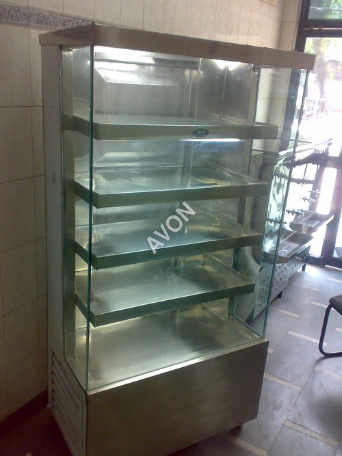 सिल्वर और ट्रांसपेरेंट केक डिस्प्ले कूलर (42X24X72)