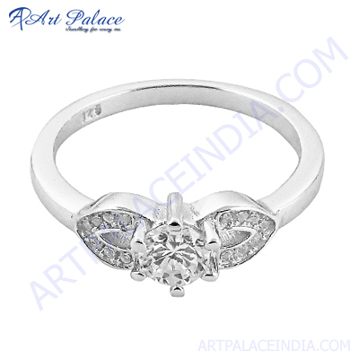 लीफ शेप डिज़ाइनर सिल्वर रिंग