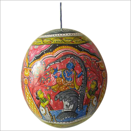 नारियल पर पटचित्र पेंटिंग