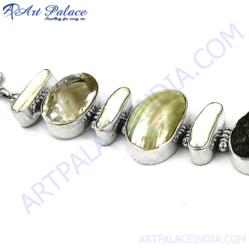 मल्टी स्टोन सिल्वर ब्रेसलेट