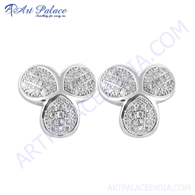 अनन्य CZ चांदी की बाली