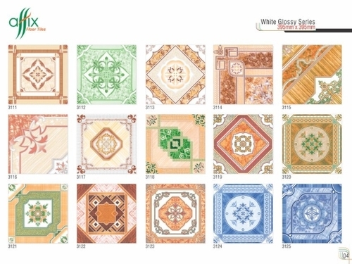 Multi Color White Glossy Series Floor Tiles 395X395Mm