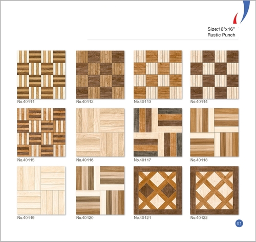 Ceramic Digital Floor Tiles - 16x16 Inches, 8-10mm Thickness, Multi-Color Glossy Finish, Glazed Surface Treatment for Durable Interior Applications