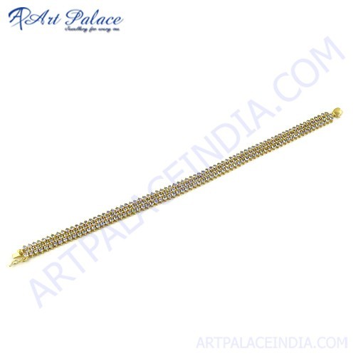 गोल्ड प्लेटेड क्यूबिक जिरकोनिया सिल्वर ब्रेसलेट