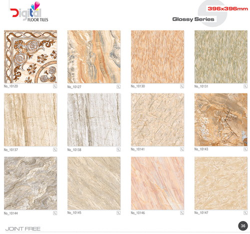 Designer Ceramic Porcelain Floor Tiles - 396x396mm, Cream Color, Polished Finish, 8-10mm Thickness, Square Shape