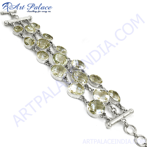 पार्टी वियर क्रिस्टल एथनिक सिल्वर ब्रेसलेट