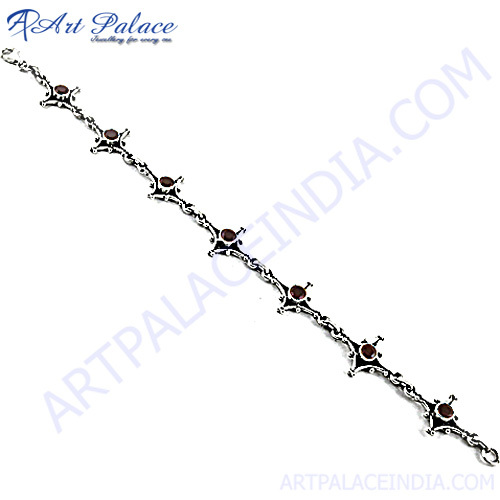 नया प्राकृतिक गार्नेट सिल्वर ब्रेसलेट