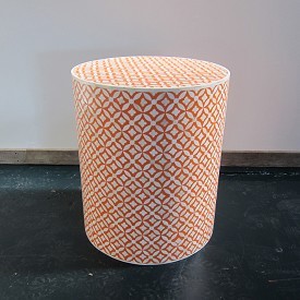 Bone Inlay Stool Side Table Orange