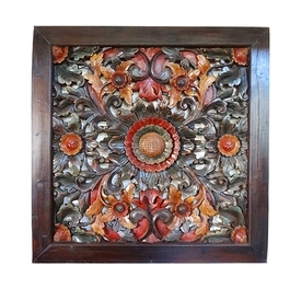 Square Carved Teak Ceiling Panel