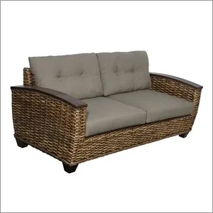 बुना हुआ रतन सोफा वुड आर्म्स