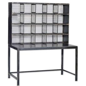 Industrial Desk With Mesh Iron Display Storage