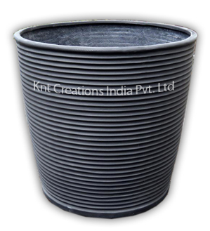 Charcoal Round Rib Fiber Planter