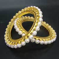 A D Bangles - Metal Alloy, 2.5 Inches, Gold | Polished Finish, CZ Stones, Elegant Stylish Accessory