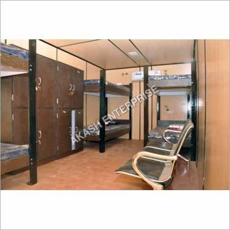 Prefab Accommodation Cabin - Container & Wooden Materials, Brown Color, Swing Doors, Two Windows, Wooden Roof