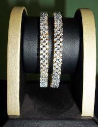 A D Bangle - Metal Cubic Zirconia, 60-70 mm, Silver | Elegant Design, Sparkling Stones, Comfortable Fit