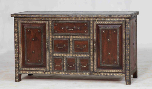 Wooden Sideboard - Handmade Wooden Design, Brown Finish with Termite Resistance and Smooth Edges for Elegant Living Room Decor