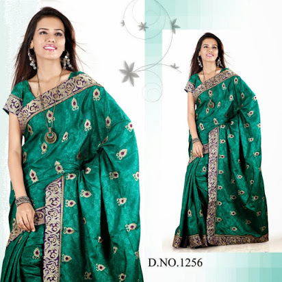हरे फैंसी रेशमी साड़ी