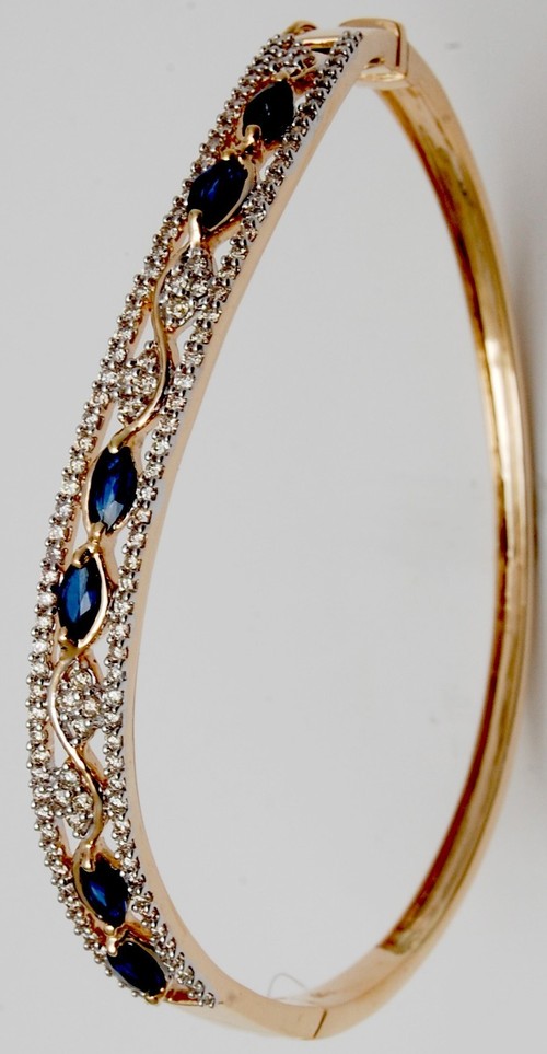 Elegant Blue Gemstone Half Bangle Design  Gender: Women