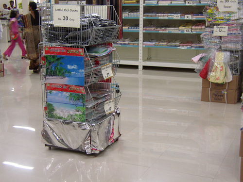 Socks Display Stand - Steel, Customized Size, Single Sided | Good Quality, Polished Finish, Light Duty Usage for Market and Shop