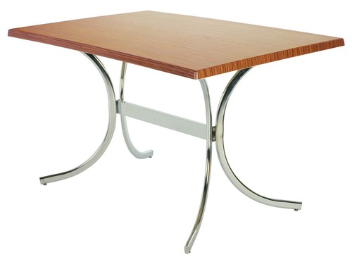 Polished Stainless Steel Base Wooden Table