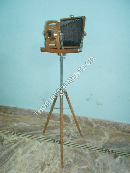 Old Model Antique camera nickle Wooden Tripod
