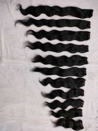 Natural Wave Hair - Remy Indian Hair, Length 76.2-152.4 mm, Black | Effortless Elegance with Soft, Flowing Cascading Waves