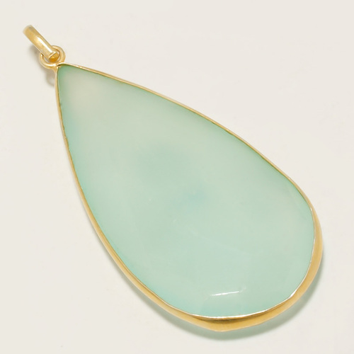 पेंडेंट 66 सीटीएस एक्वा चेलेडोनी सुंदर पेंडेंट 18K गोल्ड प्लेटेड