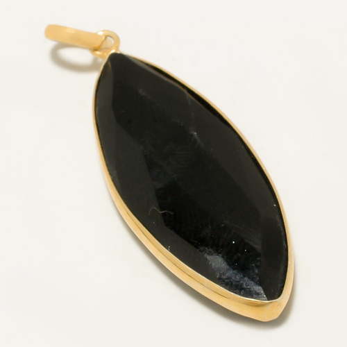 पेंडेंट 35 सीटी ब्लैक चेलेडोनी 16X32Mm सुंदर पेंडेंट 18K गोल्ड प्लेटेड